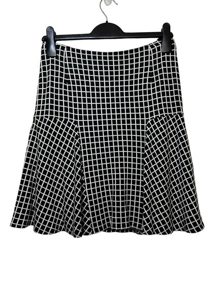 Madeleine Square Print Mini Skirt Monochromatic Black White - UK Size 10 Petite - Picture 2 of 5